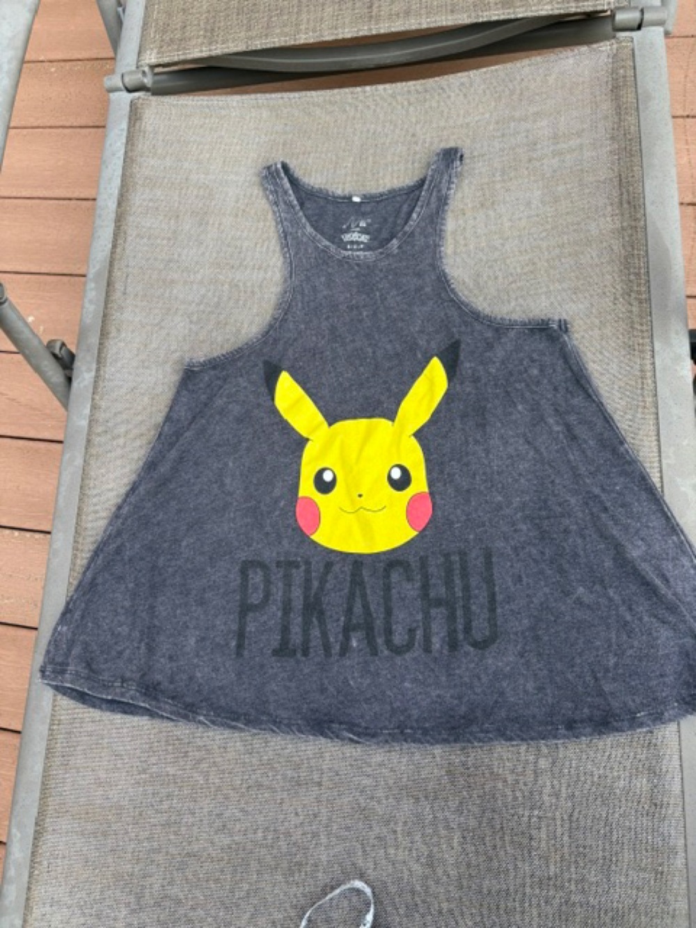 Adorable Gray Pikachu Racerback Swing Graphic Tank excellent condition women's s